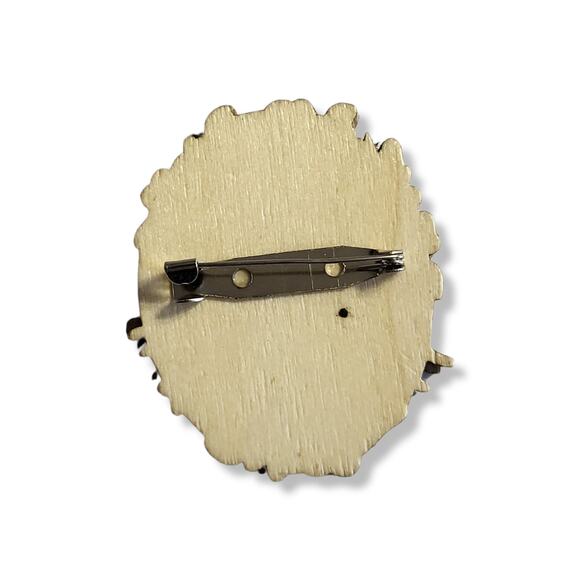 Handmade Painted Wood Shadow Box Bunny Brooch - Picture 2 of 3